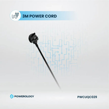 Powerology 2500W 4 AC Power Strip with Built-in Retractable Cables - Black