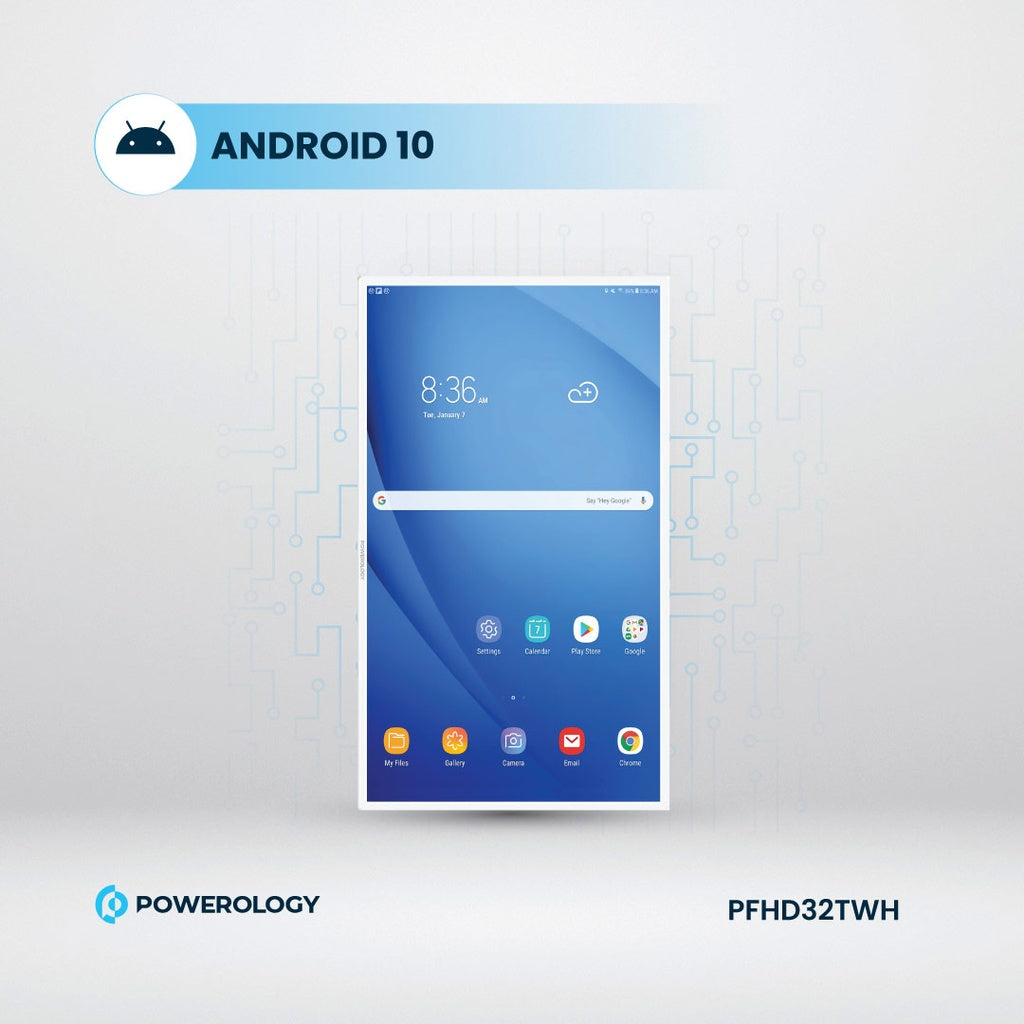Powerology FHD Android 32″ Tablet with Stand — Smart Display Tablet with Battery Powerology FHD Android 32″ Tablet with Stand — Smart Display Tablet with Battery