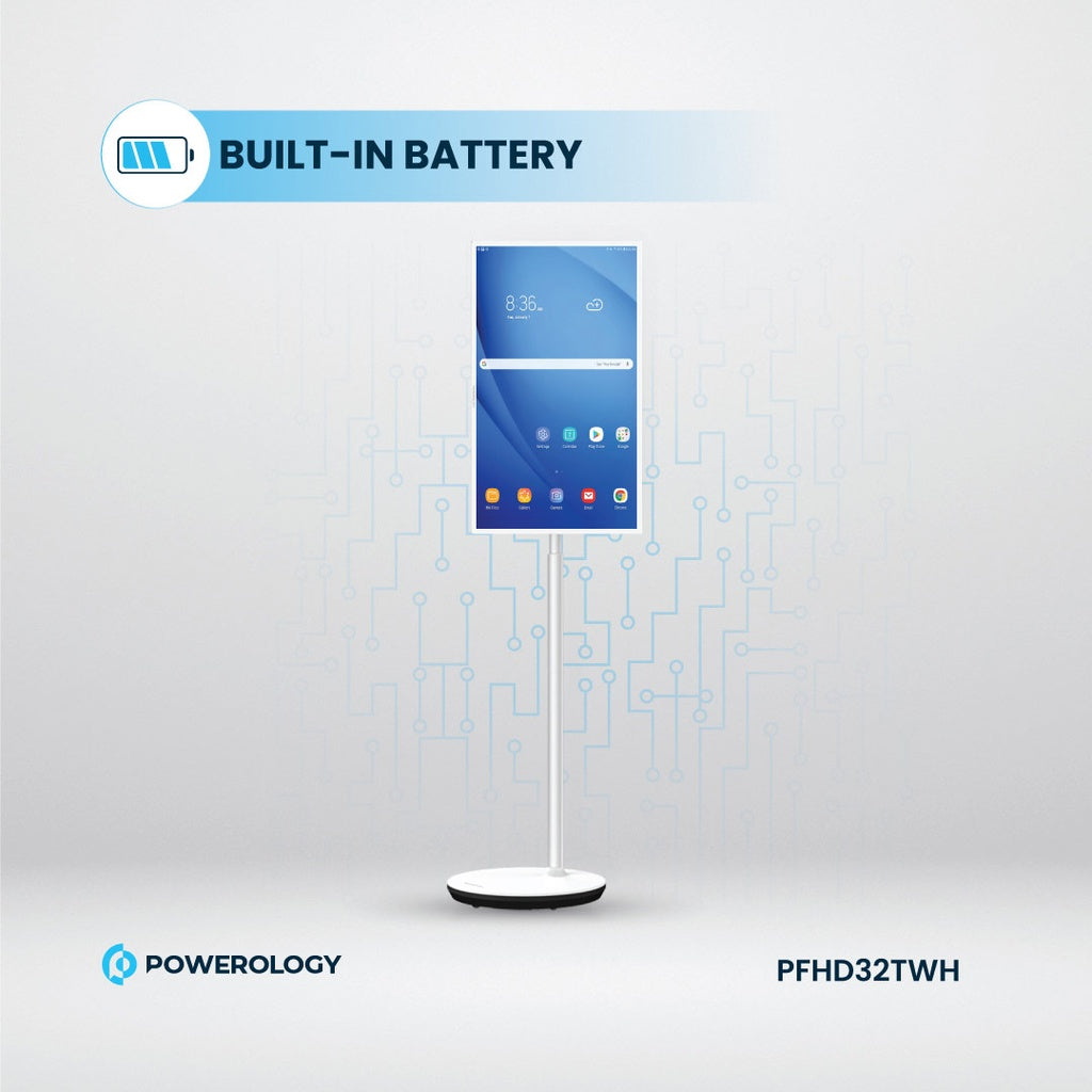 Powerology FHD Android 32″ Tablet with Stand — Smart Display Tablet with Battery Powerology FHD Android 32″ Tablet with Stand — Smart Display Tablet with Battery