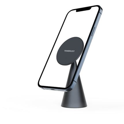 Powerology Desktop Conical MagSafe Phone Holder with 17 N52 Magnets - Dark Grey