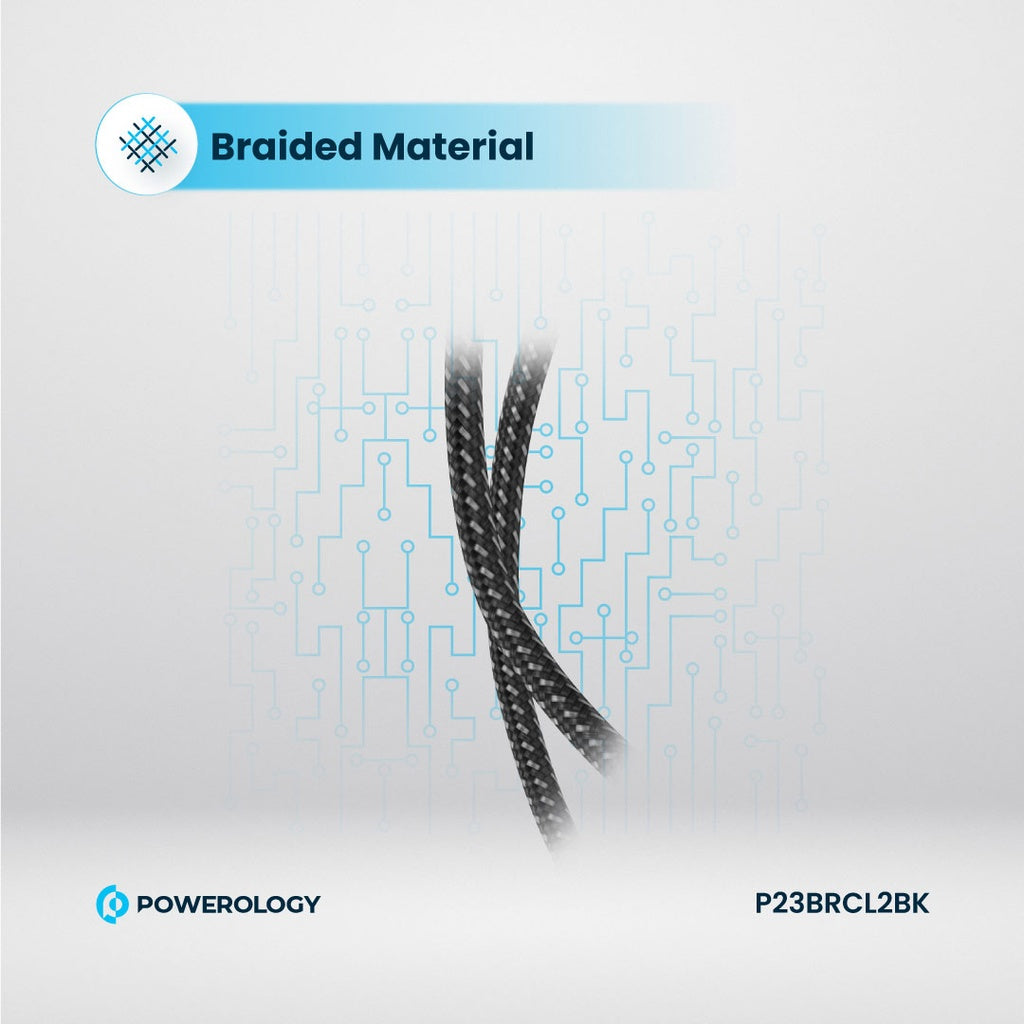 كابل باورولوجي (Powerology) المجدول من USB-C إلى Lightning بقوة 60 واط - بطول 2 متر شحن سريع ومتين كابل باورولوجي (Powerology) المجدول من USB-C إلى Lightning بقوة 60 واط - بطول 2 متر شحن سريع ومتين
