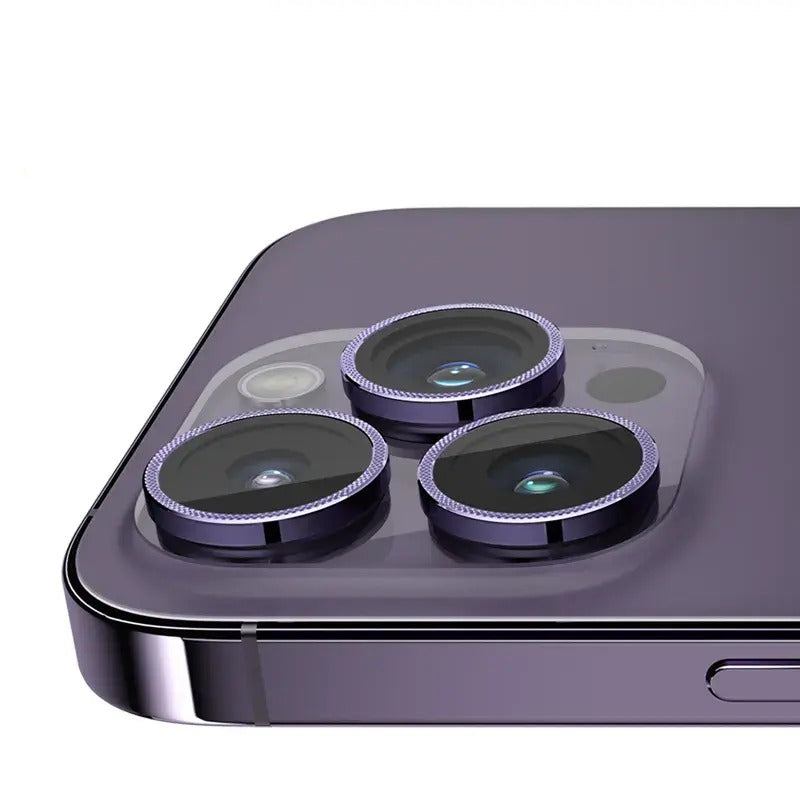 واقي عدسة زجاجي بإطار معدني أصلي من BLUEO NPB27 (3 قطع/عبوة) لهاتف iPhone 14 Pro (6.1″/6.7″) - أرجواني واقي عدسة زجاجي بإطار معدني أصلي من BLUEO NPB27 (3 قطع/عبوة) لهاتف iPhone 14 Pro (6.1″/6.7″) - أرجواني