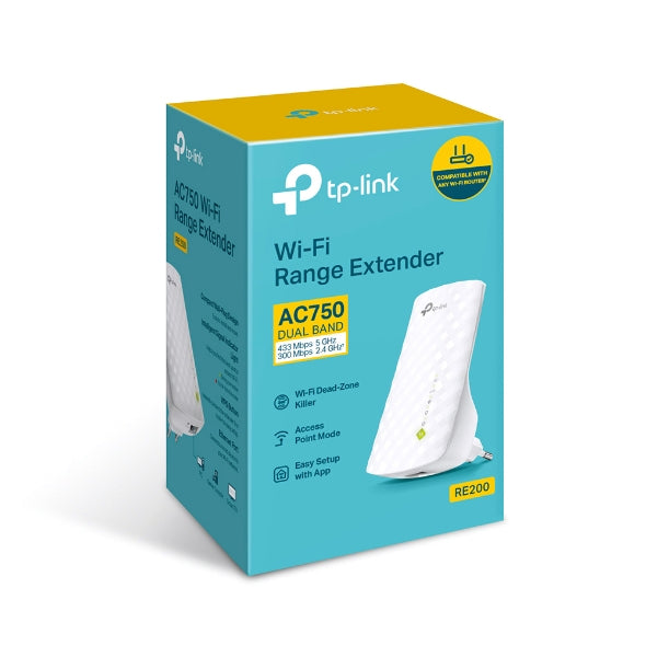 موسع نطاقTP-Link RE200 AC750 بتقنية الواي فاي موسع نطاقTP-Link RE200 AC750 بتقنية الواي فاي