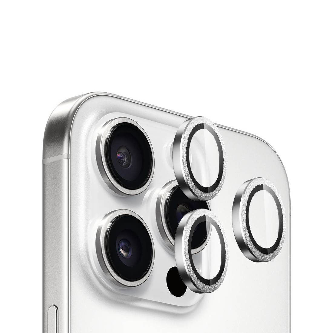 واقي عدسة زجاجي بإطار معدني أصلي من BLUEO NPB28 (3 قطع/عبوة) - فضي الماسي لهاتف iPhone 16 Pro/16 Pro Max واقي عدسة زجاجي بإطار معدني أصلي من BLUEO NPB28 (3 قطع/عبوة) - فضي الماسي لهاتف iPhone 16 Pro/16 Pro Max