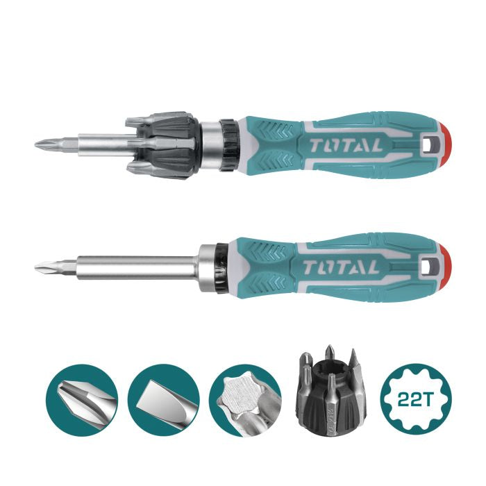 طقم مفك طرطيقة 8 قطع Total TACSD30086 طقم مفك طرطيقة 8 قطع Total TACSD30086