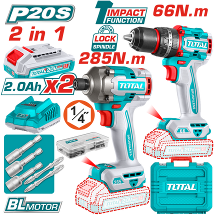 Total TCKLI20277 Cordless Drill Combo Kit  285Nm