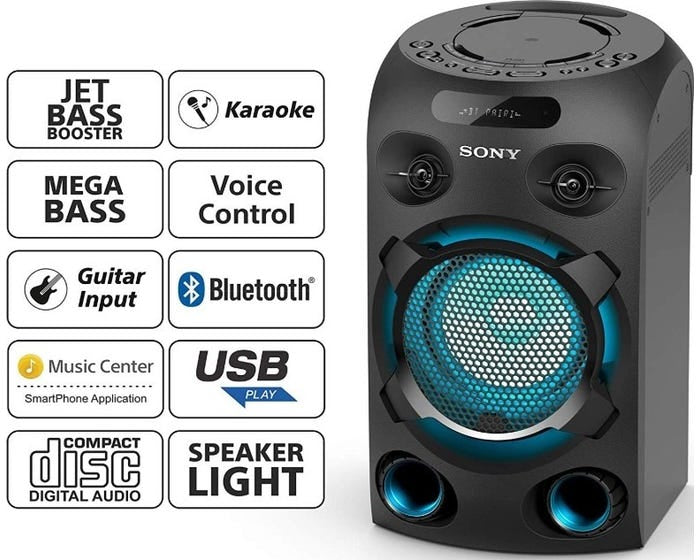نظام صوت سوني (Sony) عالي القوة MHC-V02 للحفلات مع بلوتوث ومعزز باسات جيت نظام صوت سوني (Sony) عالي القوة MHC-V02 للحفلات مع بلوتوث ومعزز باسات جيت