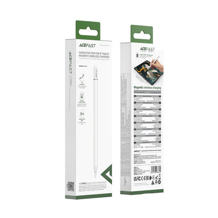 Acefast V3 Universal Capacitive Stylus Pen for iPad, Android & Windows, High Precision Touch Pen with Palm Rejection & Type-C Charging, Professional Drawing Pencil - White