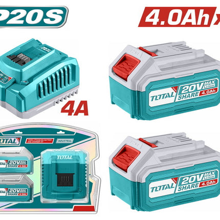 Total TFBCPK1424  2x 20V 4.0Ah Batteries + Fast Charger Kit