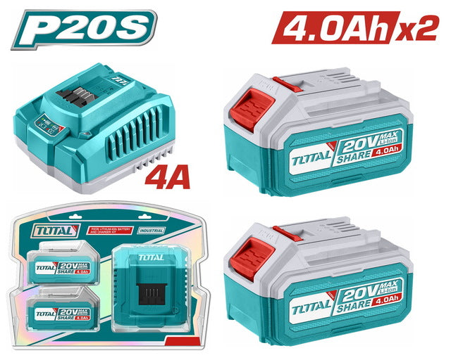 Total TFBCPK1424  2x 20V 4.0Ah Batteries + Fast Charger Kit
