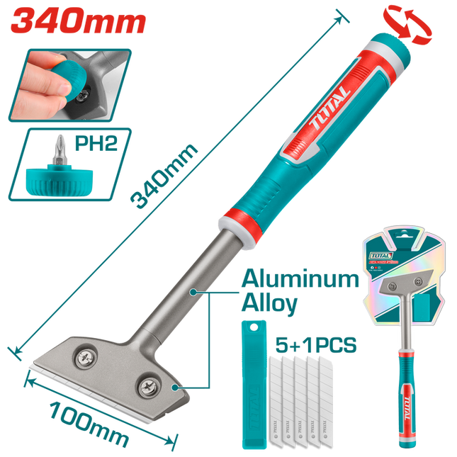 Total TGS3088 | 34cm Metal Scraper with Blade Set