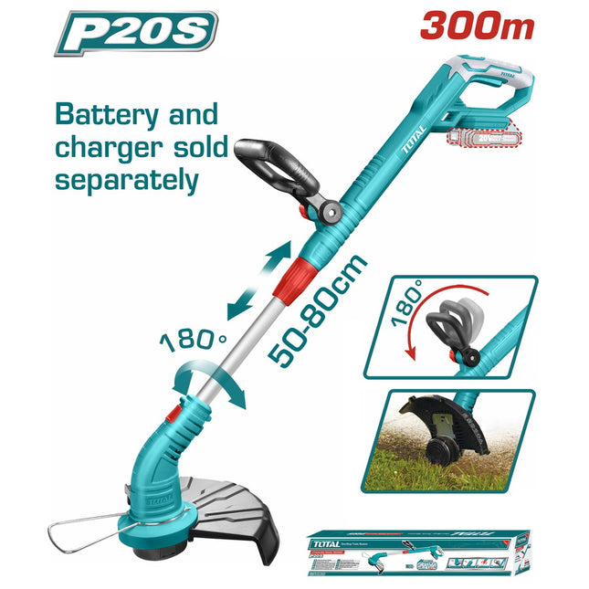 Total TGTLI20018 | 20V Lithium-Ion Cordless Grass Trimmer – Bare Tool 