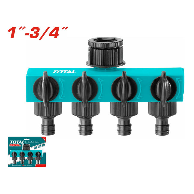 Total THHC604101 |  4-Way Garden Hose Splitter with Individual Valves