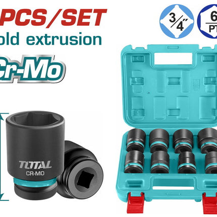 Total THKISD34081  3/4" Socket Set – 8 Pcs (26-38mm)