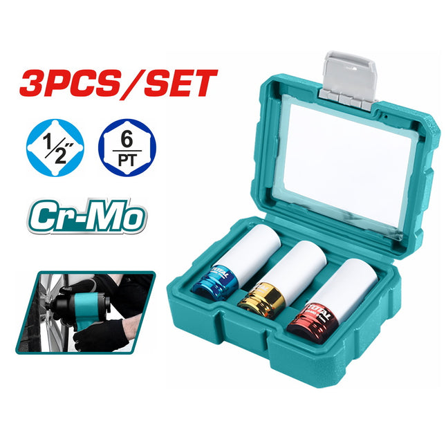 Total THMLNS031   3Pcs 1/2" Non-Marring Lug Nut Socket Set