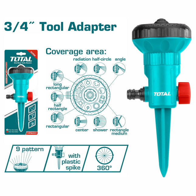 Total THPS62031  9-Pattern Fixed Garden Sprinkler