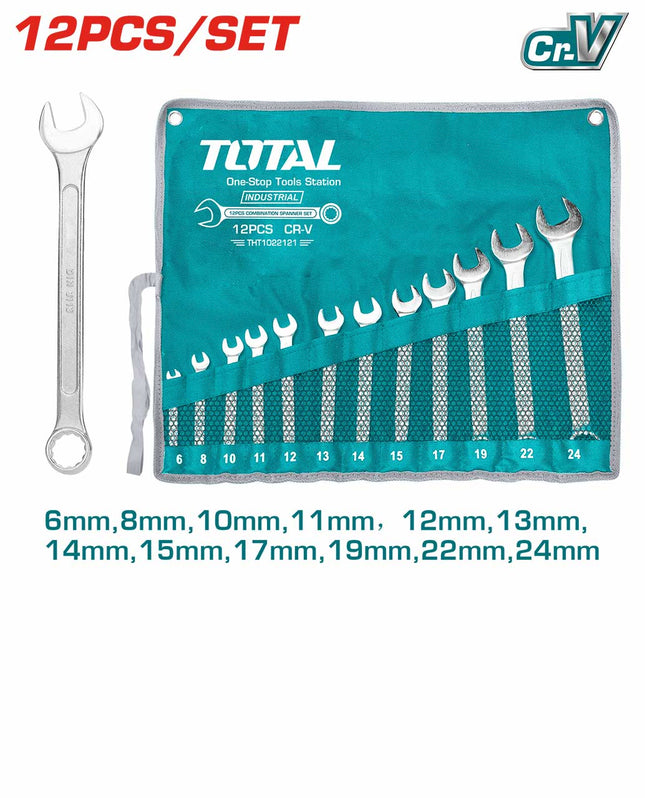 Total  THT1022121 - 12Pcs Combination Spanner Set 6-24 mm