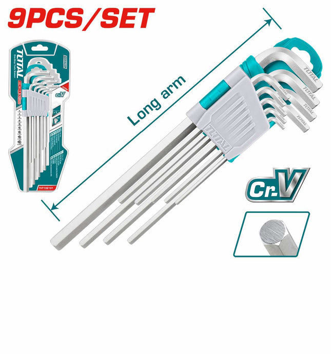 Total THT106191 - 9-Piece Long Hex Key Set