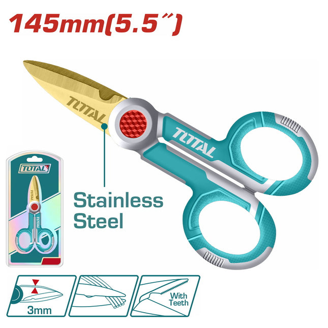 Total THT1155871 | 5.5-Inch Electrician's Scissors 