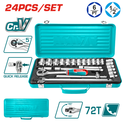 Total THT121242  24-Piece 1/2" Socket & Ratchet Set