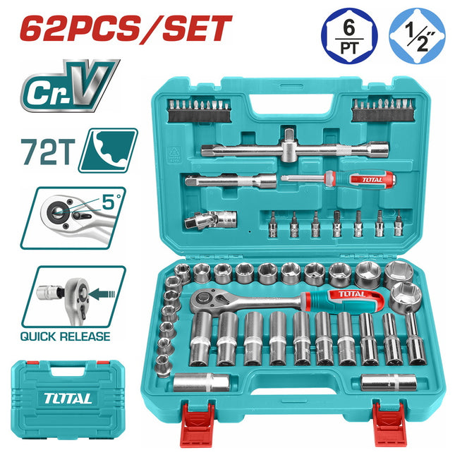   Total  THT121602  62-Piece 1/2" Socket & Ratchet Set