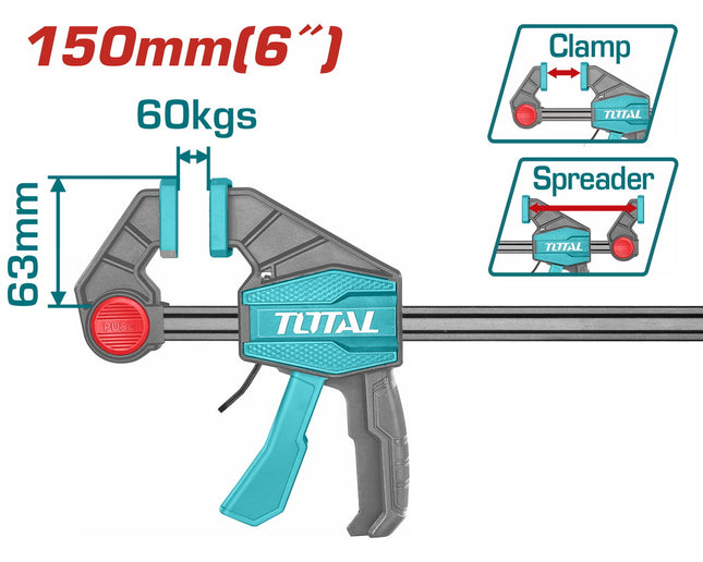 Total THT1340601 | 6-Inch Quick Bar Clamp for Woodworking