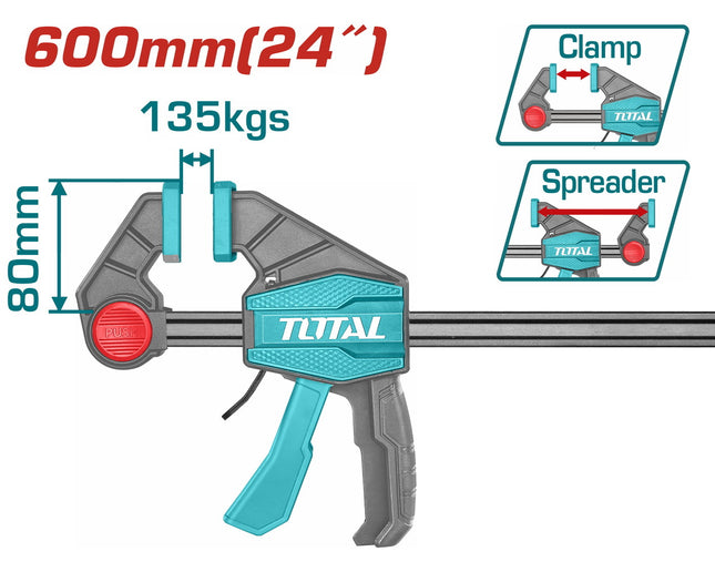 Total THT1346802 | 24-Inch Quick Bar Clamp for Woodworking