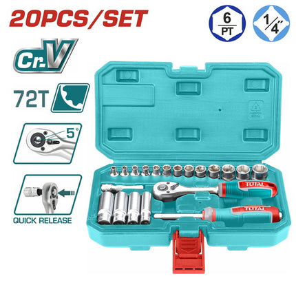 Total THT141201  20-Piece 1/4" Socket & Ratchet Set