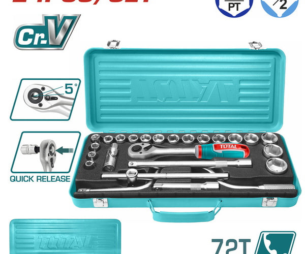 Buy Total THT141253 24-Piece 1/2 Inch Socket Set with Metal Case