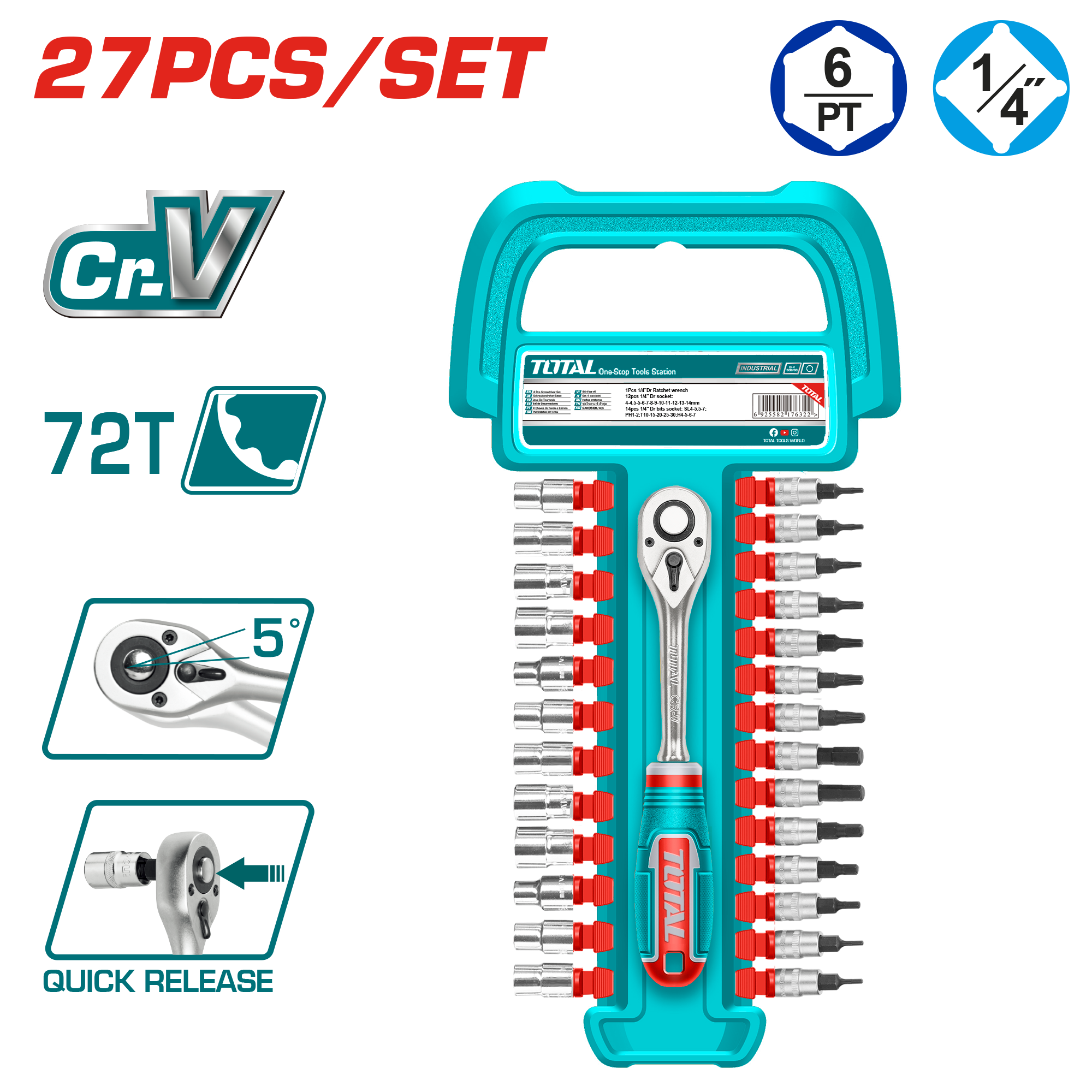 Total THT141271 27-Piece Mixed Socket Set Total THT141271 27-Piece Mixed Socket Set