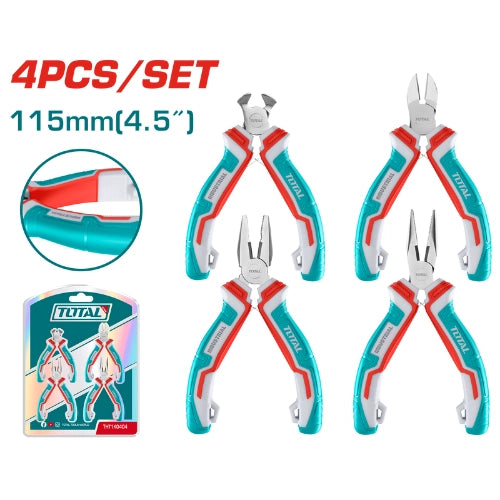 Total THT1K0404 | 4-Piece Mini Pliers Set 4.5 Total THT1K0404 | 4-Piece Mini Pliers Set 4.5