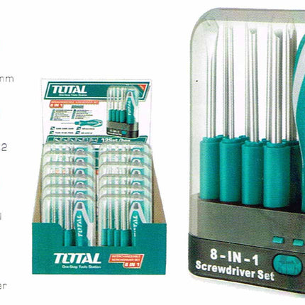 Total THT250906 Interchangeable Screwdriver Set 9 Pcs