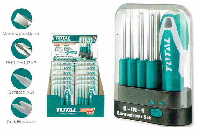 Total THT250906 Interchangeable Screwdriver Set 9 Pcs