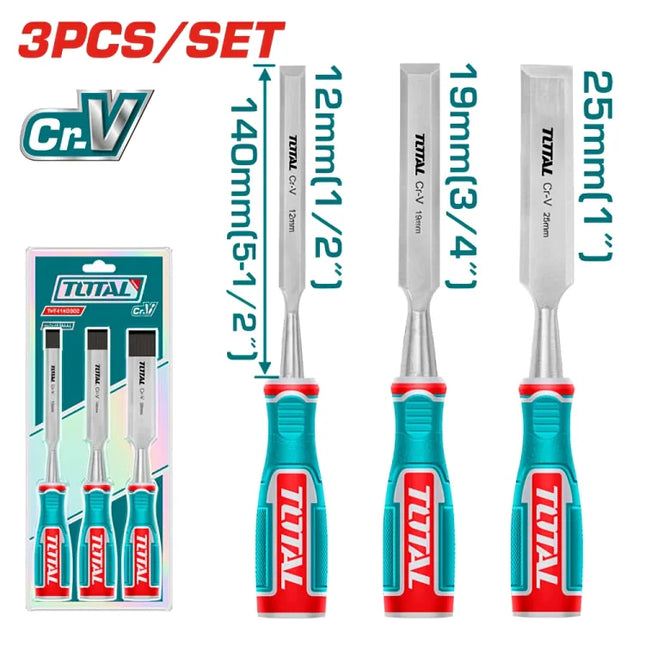 Total THT41K0302 Wood Chisel Set – 3 Pieces