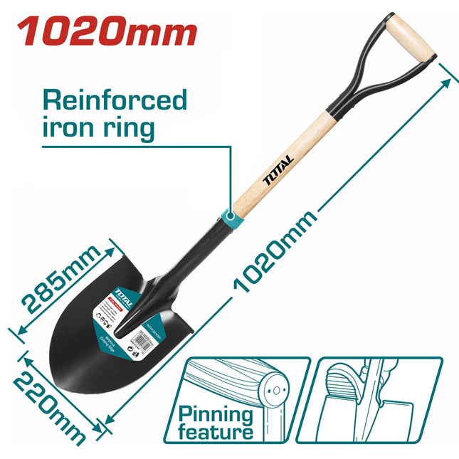 Total THTHW0101 Triangular Shovel with 1m Wooden Handle