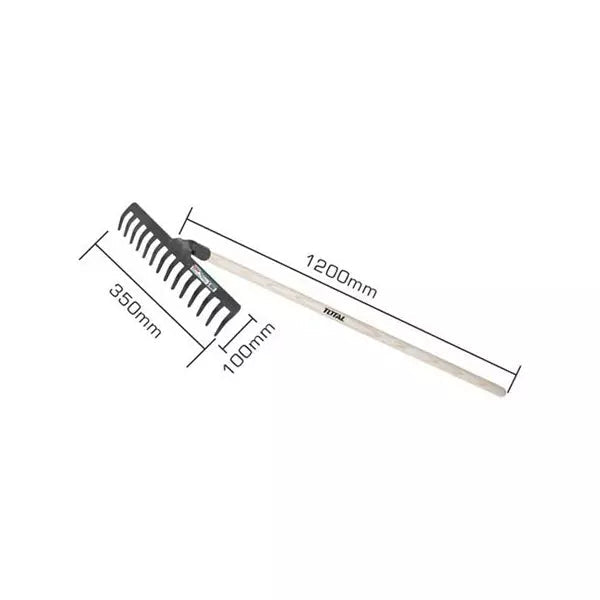 Total THTHW0204 Steel Garden Rake with 125cm Wooden Handle