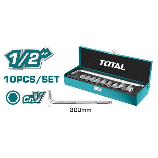 Total THTL121101  10Pcs 1/2" Socket Set