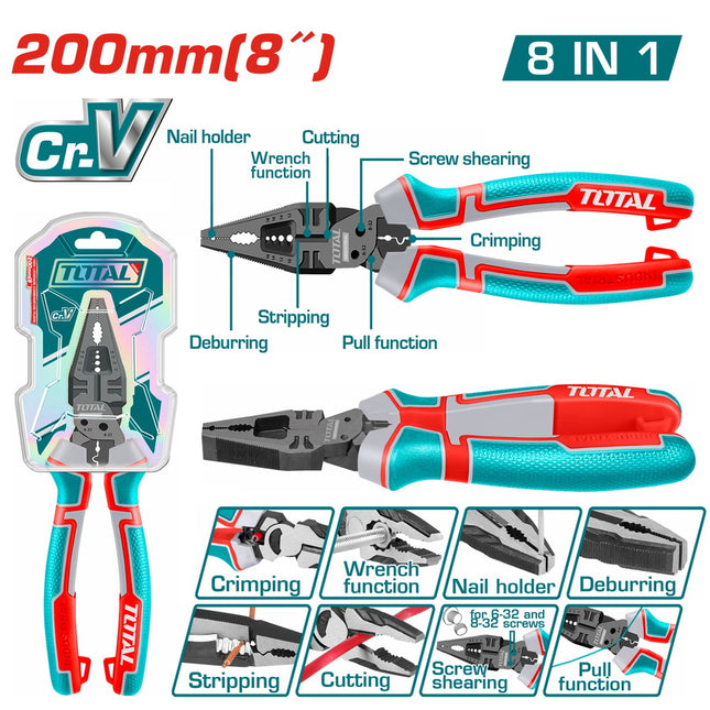 Total THTMF186 | 8-Inch 8-in-1 Multi-Function Pliers