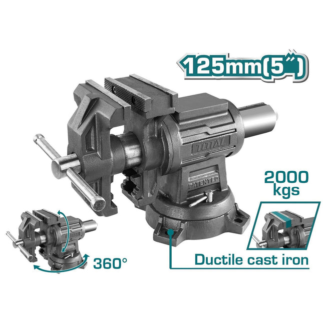 Total THTMF6156 |  5-Inch Swivel Steel Bench Vice