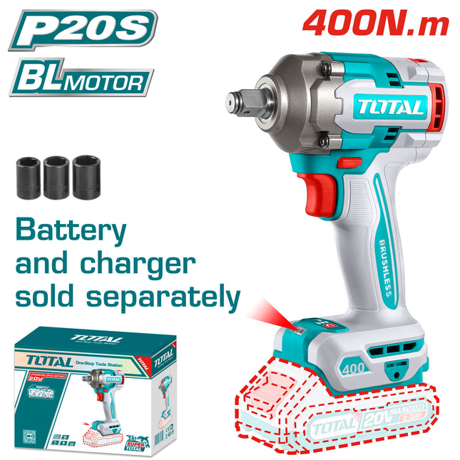 Total TIWLI20401 20V Cordless Impact Wrench – 400Nm