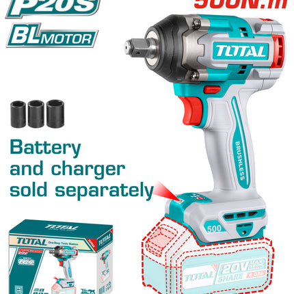Total TIWLI20501 20V Cordless Impact Wrench – 500Nm 