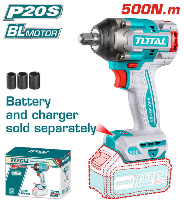 Total TIWLI20501 20V Cordless Impact Wrench – 500Nm 