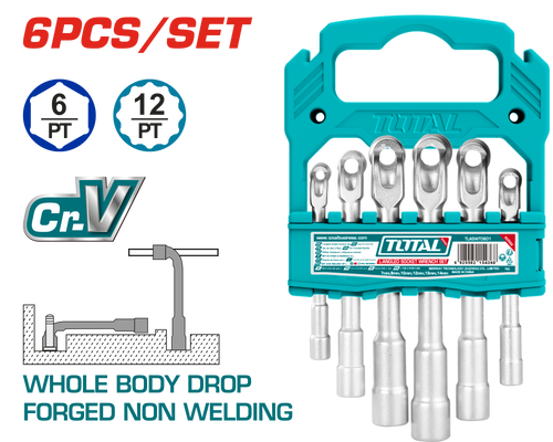 Total TLASWT0601  L-Angled Socket Wrench Set – 5 Pieces (7, 8, 10, 12, 13mm)