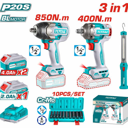 Total TOSLI241195 Cordless Impact Drill Kit  850Nm 