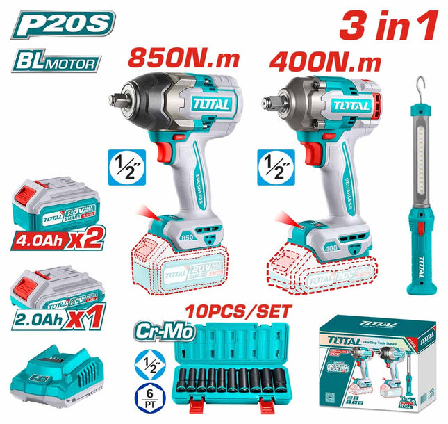Total TOSLI241195 Cordless Impact Drill Kit  850Nm 