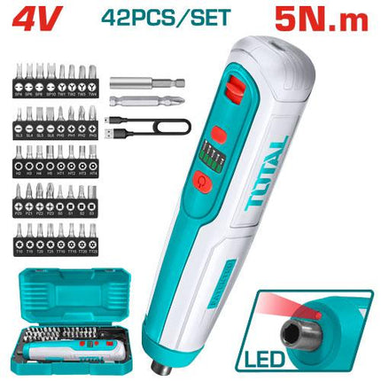Total TSDLI0403  4V Lithium-Ion Cordless Screwdriver with Accessories 