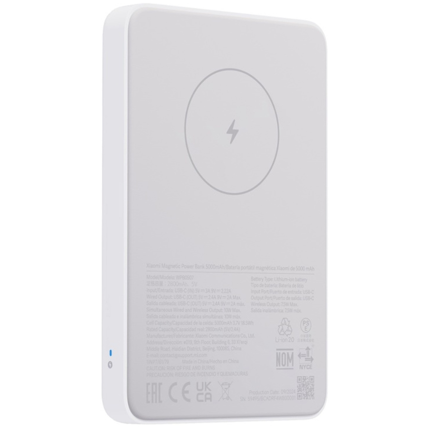 باور بانك شاومي المغناطيسي (Xiaomi Magnetic Power Bank) – سعة 5000 ميللي أمبير وشحن لاسلكي MagSafe