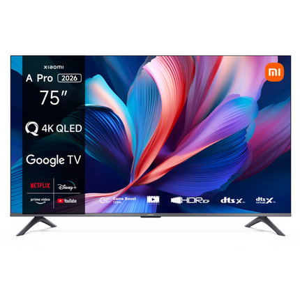سلسلة شاشات شاومي A Pro 2026 الذكية – دقة 4K UHD، تقنية QLED ونظام Google TV (قياسات 55، 65، 75 إنش)