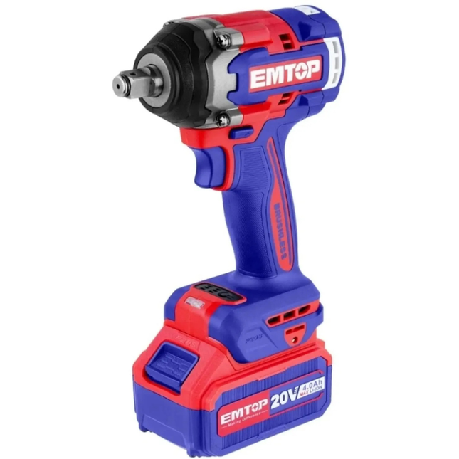 فرد فك براغي شحن إمتوب (Emtop) بقوة 20 فولت – عزم 300 نيوتن متر ورأس نص إنش (1/2")