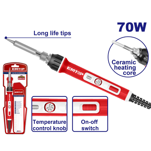 كاوية لحام إمتوب (Emtop) رقمية – تحكم دقيق بالحرارة مع قلب سيراميك (70 واط / 90 واط / 120 واط)